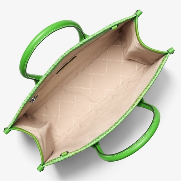 Michael Kors Mirella Medium Ombré Logo Tote Bag Jungle Green - Picture 8 of 9